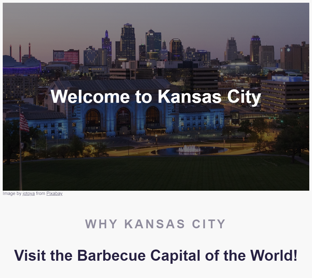 Kansas City travel website preview