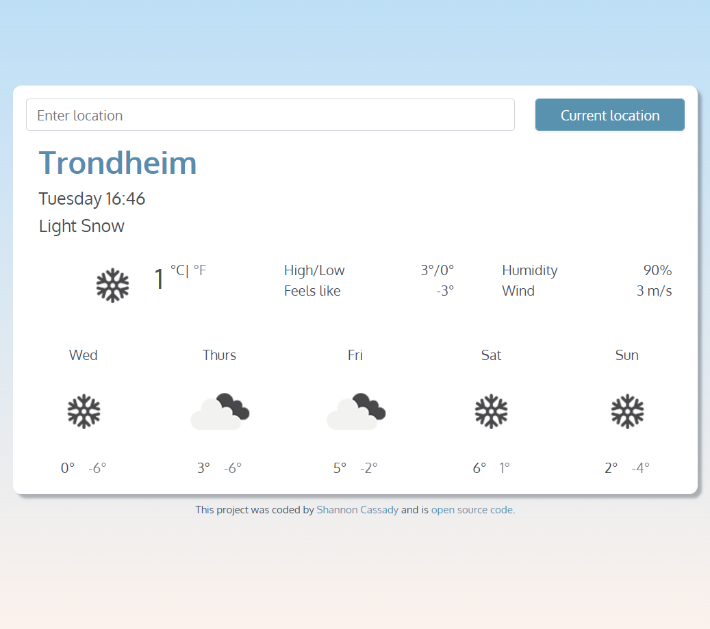 React Weather App preview